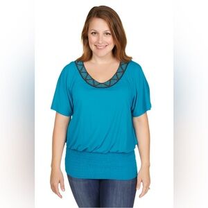 Faded Glory Blue Cold Shoulder Top Plus Size 3X